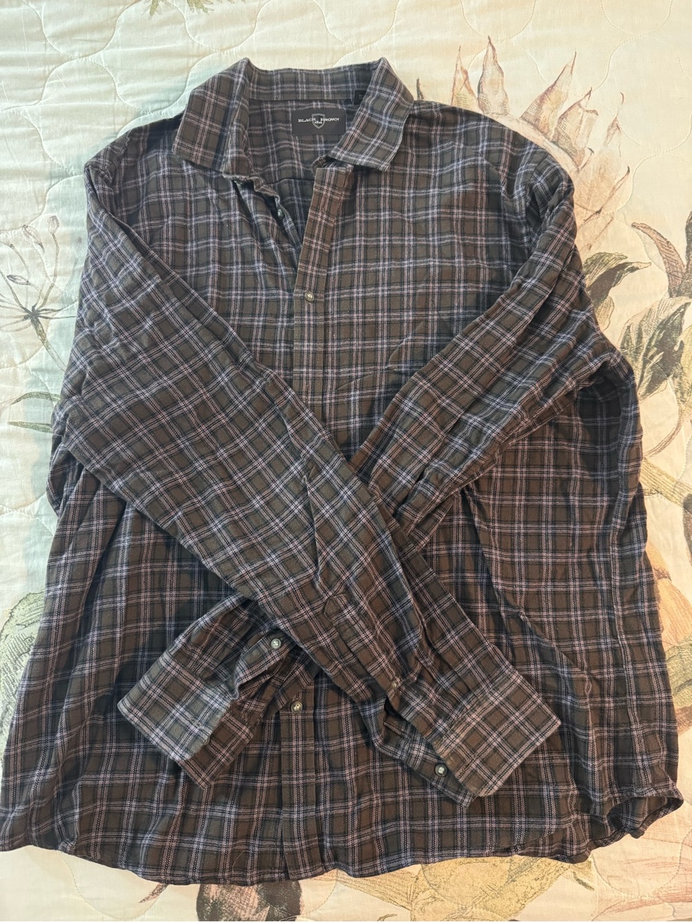 Men's Brown & Purple Plaid Long-Sleeve Button Down Shirt